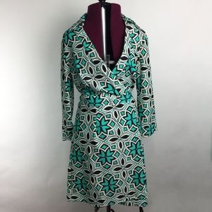 Aryeh Teal & Black Wrap Dress Sz Small